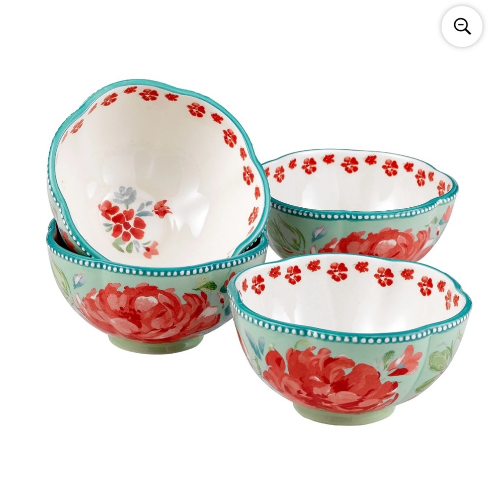 the pioneer woman gorgeous garden set of four bowls soup salad retired pattern